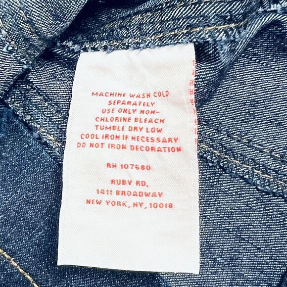 Ruby Rd. Jacket Woman 8 Petite Blue Denim Jean Coat Dark Wash Snap Closure - Picture 7 of 12